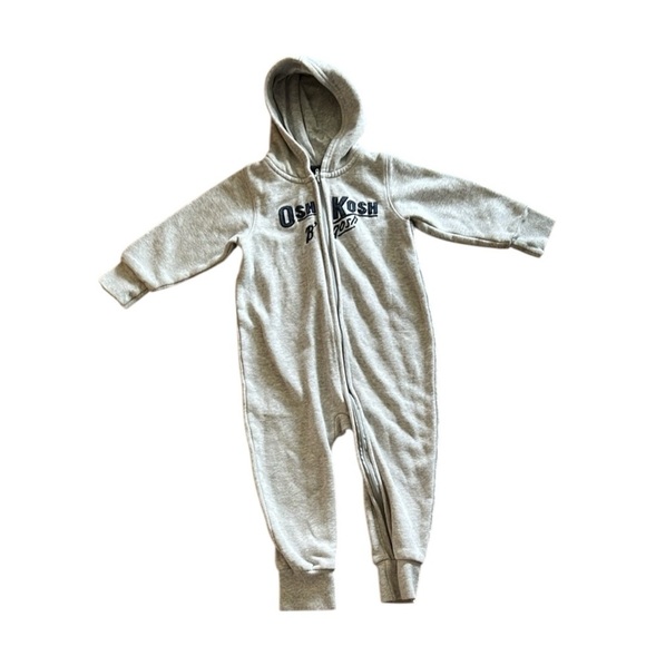 OshKosh B'gosh Gray Footie One Piece with Hood - Picture 1 of 4